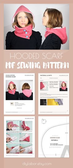 Balaclava Sewing Pattern, Diy Hooded Scarf, Scarf Sewing, Fabric Tutorial, Scarf Sewing Pattern, Teddy Fabric, Beginner Sewing, Hooded Scarf, Scarf Pattern