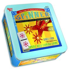 a blue tin with an image of a bird on it's back and the words spinner written in spanish