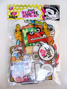 a package of stickers with cartoon characters on it