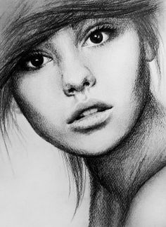 a pencil drawing of a woman's face