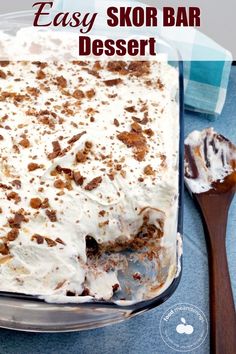 a close up of a dessert in a pan on a table