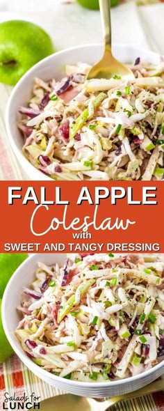 an image of fall apple coleslaw with sweet and tangy dressing