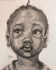 a black and white drawing of a child