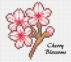 a cross - stitch cherry blossom with the words cherry blossoms on it