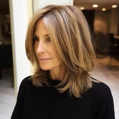 45 Best Medium-Length Hairstyles for Women over 50 Long Bob Haircuts, Women Over 50, Medium Length Hair Cuts, Great Hair, Layered Hair