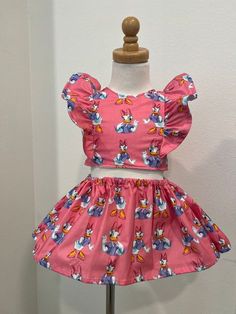 Daisy Duck two piece set. Too has a button back entry.  Two piece set can be made in any fabric desired.  Message me for options. Does not include petticoat Two Piece