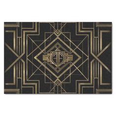 an art deco design with gold and black