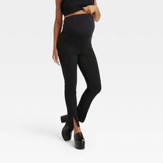 These easy pants answer all your weekday questions. An over-the-belly silhouette offers constant, comfy support whether you dress them up or down. Their structured stretch, plus a cute split-front hem, provides instant polish. Over Belly Split Front Ponte Maternity Pants from Isabel Maternity by Ingrid & Isabel™ are a total workwear win. Black Comfort Stretch Straight Pants, Fitted Maternity Pants Bump Friendly, Bump Friendly Fitted Maternity Pants, Bump Friendly Black Pants, Fitted Maternity Pants, Stretch Black Maternity Pants, Black Stretch Maternity Pants, Black Comfort Stretch High-waisted Pants, Maternity Wear Bump Friendly Black Bottoms