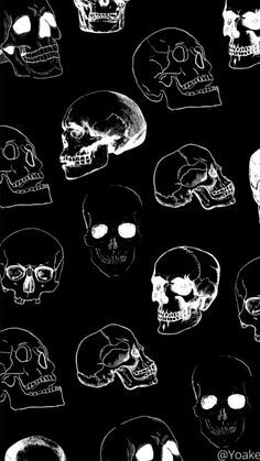 many different types of skulls on a black background