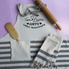 an apron that has some items on it