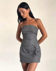 Belt With Dress, Tailoring Dress, A Line Skirt Outfits, Bandeau Mini Dress, Soft Tailoring, Bandeau Dress, Festival Dress, Low Waisted, Skirt Outfits