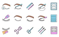 Spa Tattoo, Eyelashes Drawing, Flared Lashes, Volume Eyelashes, Lash Styles, Color Icons, Eyelash Logo, Free Icon Set