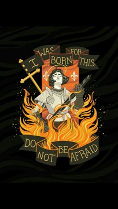 an image of a woman holding a guitar with flames around her and the words i was born