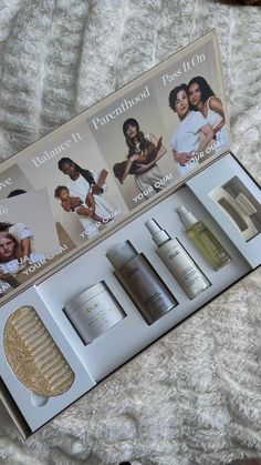 an open box containing five different types of skin care products