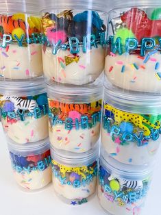 plastic containers filled with birthday cake and confetti