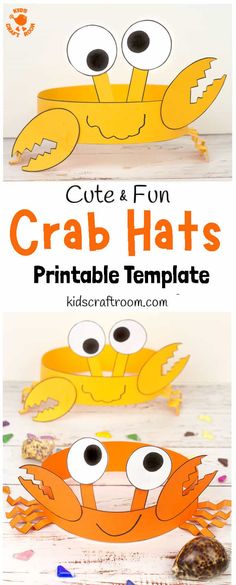 crab hats made out of construction paper and googly eyes for kids to play with