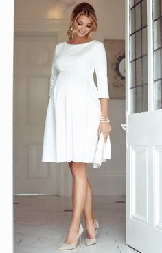 Sienna Maternity Wedding Dress Short Cream by Tiffany Rose Maternity Wedding Dress Short, Pregnant Outfit, Pregnant Bride, Tiffany Rose, A Pregnant Woman, Pregnant Wedding, Pregnant Wedding Dress, Classic Boat, Cute Maternity Outfits