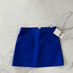 Brand New Never Worn Zara Mini Skirt In Blue Royal Blue Mini Skirt, Blue Skirt Outfits, Blue Leather Skirt, Dark Blue Skirt, Zara Mini Skirt, Electric Blue Color, Skirt Outfits Aesthetic, Zara Basics, Zara Mini