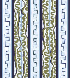 an abstract striped design in blue, green and white