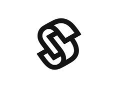 the letter s is made up of two interlocked links, one black and white