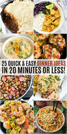 25 quick and easy dinner ideas in 20 minutes or less