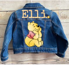 Winnie the pooh jean jacket  Order will be shipped 7 days after its purchased plus 3-5 days to be delivered  If you need fast shipping please add it at checkout. Please be sure about the size  No return or exchange on personalized orders Cute Long Sleeve Denim Blue Outerwear, Cute Fitted Denim Jacket With Pockets, Cute Fitted Long Sleeve Denim Jacket, Fitted Long Sleeve Cute Denim Jacket, Customizable Cute Denim Jacket, Cute Winter Denim Jacket, Cute Denim Jacket For Fall, Customizable Denim Jacket For Fall, Cute Fitted Blue Denim Jacket