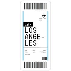 an airplane ticket with the words lax and los angeles - lies written in black on it