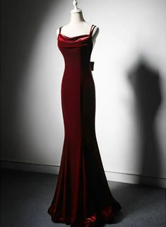 Beautiful Wine Red Velvet Mermaid Wedding Party Dresses, Dark Red Form – BeautyDressy Long Red Elegant Dresses, Deep Red Evening Gown, Prom Dresses Red Velvet, Wine Red Party Dress, Designer Evening Gowns Classy, Red Velvet Evening Dress, Prom Dress Dark Colors, Dark Red Hoco Dress Long, Dark Red Mermaid Dress