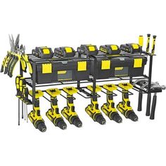 a bunch of tools that are in a rack