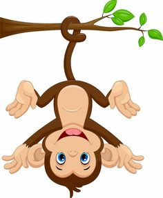 a monkey hanging upside down on a branch