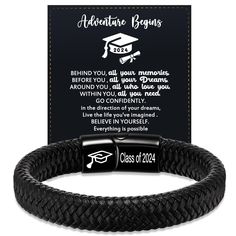 PRICES MAY VARY. High School Graduation Gifts for Him: Graduation is imminent, and a new journey is about to begin. May you face up to every day in the future bravely! Give him this graduation bracelet to celebrate his graduation. Bracelets for Men Size: Our leather bracelets are 7.5/8.5/9 inches in length, which is suitable for most men to wear, so don't worry about the size.This leather bracelet can be used as graduation gifts for him 2024, graduation gifts for boyfriend, graduation gifts for Middle School Graduation Gifts, Grandson Graduation Gifts, Boyfriend Graduation, Boyfriend Graduation Gift, Graduation Gifts For Guys, Birthday Gifts For Dad, Graduation Bracelet, Graduation Gifts For Him, High School Graduation Gifts