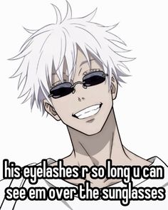 a guy with white hair and sunglasses smiling at the camera, says his eyeglasses so long you can see me over the sun glasses