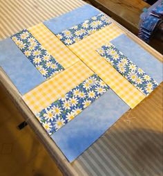 the quilts are laid out on the table