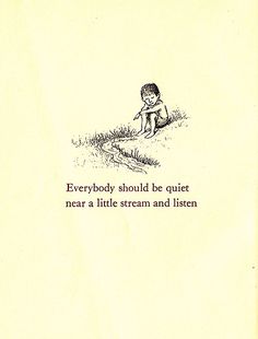 an old children's book with the title everybody should be quiet near a little stream and listen