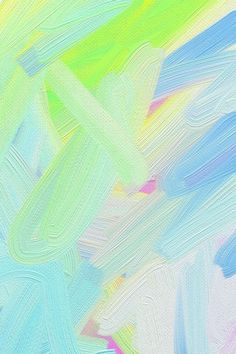 an abstract painting with blue, green and yellow colors