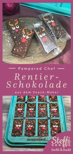 some kind of chocolate with reindeer faces on it and the words renter schokolade