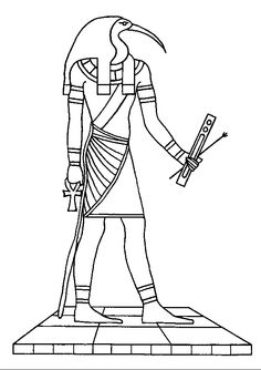 an egyptian statue with a bird on it's head and hands in his hand