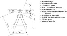 the diagram shows how to draw a wooden ladder