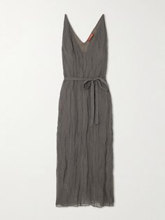 Altuzarra's 'Cheryl' dress has been made in Italy from gauze that's crinkled to enhance the effortless feel. It has a self-tie belt to define your waist and turns to reveal an elegant open back. Complement the 'Truffle' shade with black accessories. Metal Dress, Black Accessories, Feel It, Tie Belt, Women Collection, Sundress, Open Back, Luxury Design, Color Design