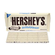 hershey's cookies and creme bar on white background