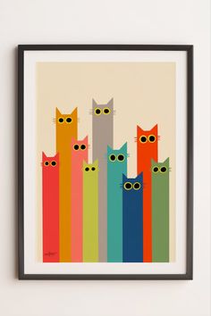 Mid Century Modern art with a twist! Stand out from the crowd with this cute variation of a classic  design using  mid century colors.  Hand-drawn by me. Cats Painting Aesthetic, Modern Art Animals, Mid Century Cat Art, Cat Prints Art, Modern Art Ideas, Mid Century Art Painting, Kanvas Art, Modern Cat Art, Funny Cat Art