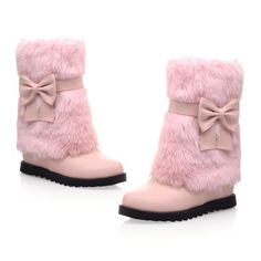 Sku MFYB-hyl2085 Material PU, Plush Pattern Solid Color Season Spring, Autumn, Winter Style Low Heels Heels 3-5cm Color Pink, Black, Apricot, Beige Size 35,36,37,38,39,40,41,42,43 Carol Shoes, Boots With Fur, Dr Shoes, Warm Snow Boots, Bow Women, Snow Boots Women, Winter Snow Boots, Fur Boots, Casual Flats