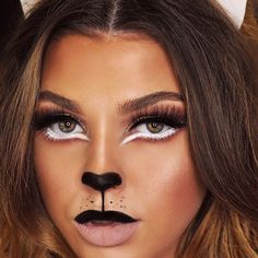 Panda Makeup Halloween, Halloween Makeup Looks For Work, Makeup Looks For Work, Chola Eyebrows, Fox Makeup Halloween, Simple Halloween Makeup Looks, Simple Halloween Makeup, Panda Makeup