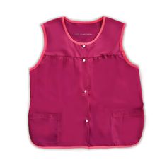 a pink top with pockets and buttons on the front, it's sleeveless