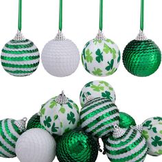 PRICES MAY VARY. Package: you will receive 12 pieces of sequin white green Clover hanging ornament balls, sufficient quantity and style can meet your decoration needs, making your home full of festival atmosphere Material: our Irish decorative balls are made of sequin foam material, beautiful and delicate; They can match with other white green themed decorations well, serviceable to be applied for multiple times Exquisite Size:The size of the ball is 1.96inches.The beautiful creations hanging ba Good Luck Clover, Patricks Day Decorations, Irish Festival, Irish Party, Irish Clover, Green Shamrock, St Patrick's Day Decorations, Xmas Tree Decorations, Clover Green