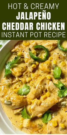 creamy jalapeno cheddar chicken in a bowl Jalapeno Cheddar Chicken, Chicken Instant Pot Recipe, Chicken Instant Pot, Creamy Jalapeno, Creamy Chicken Recipes, Instant Pot Pasta Recipe, Cheddar Chicken, Jalapeno Chicken, Instant Pot Recipe