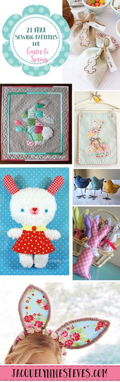 several different pictures with the words 24 free sewing patterns for easter bunnies and bunny ears