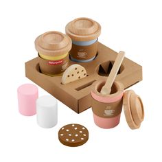 the wooden play food set is ready to be eaten