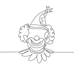 a drawing of a clown wearing a hat