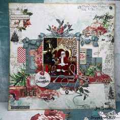 a christmas scrapbook page with santa and his sleigh